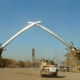 a military vehicle with swords over it